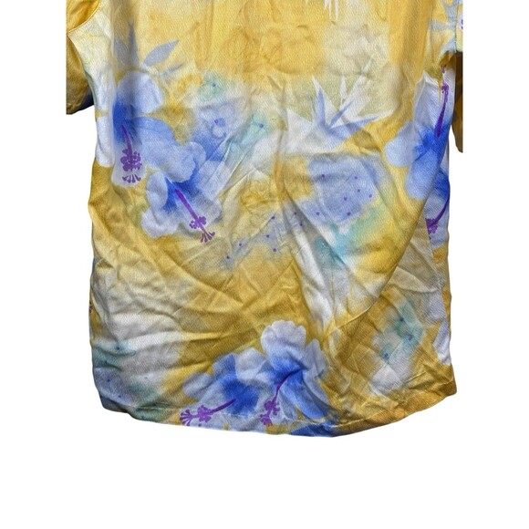 Vintage Pomare Hawaii Aloha Shirt Men’s M Yellow Blue Hibiscus Floral - Picture 8 of 9